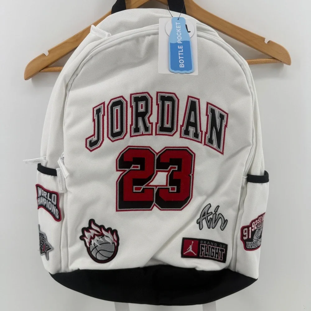 Jordan Varsity Patch Backpack White Gym Red 15 Inch Laptop Bag 9A0846-WR2‎ NEW